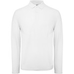 Pánské piqué polo s dlouhým rukávem - White XL