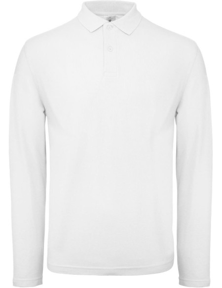 Pánské piqué polo s dlouhým rukávem - White XL
