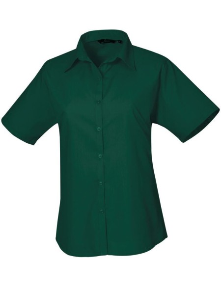 Popelínová halenka s krátkým rukávem - Bottle green 5XL