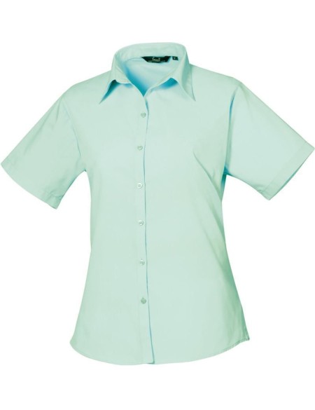 Popelínová halenka s krátkým rukávem - Aqua 5XL