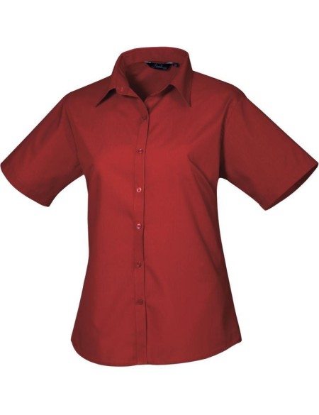Popelínová halenka s krátkým rukávem - Burgundy XL