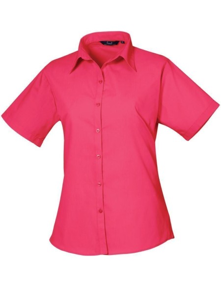 Popelínová halenka s krátkým rukávem - Hot pink XL