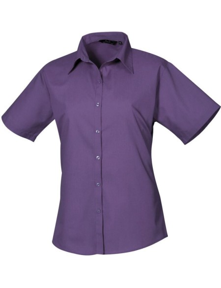 Popelínová halenka s krátkým rukávem - Purple 3XL