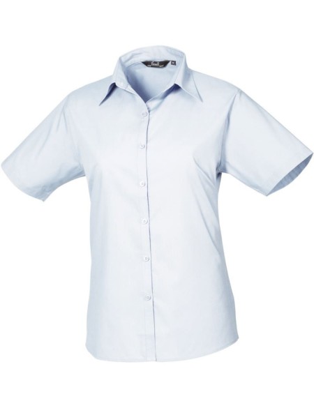 Popelínová halenka s krátkým rukávem - Light blue 5XL