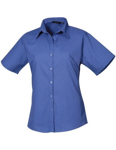 Popelínová halenka s krátkým rukávem - Royal blue 4XL